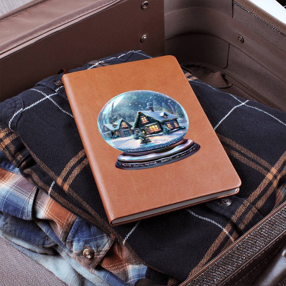 Watercolor Christmas Snow Globe 011 - Vegan Leather Journal