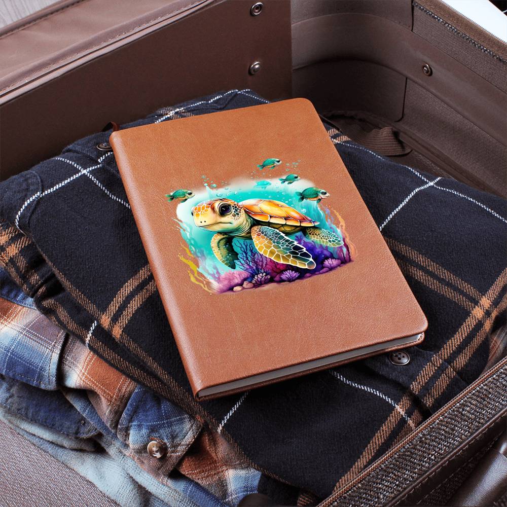 Cute Sea Turtle 002 - Vegan Leather Journal