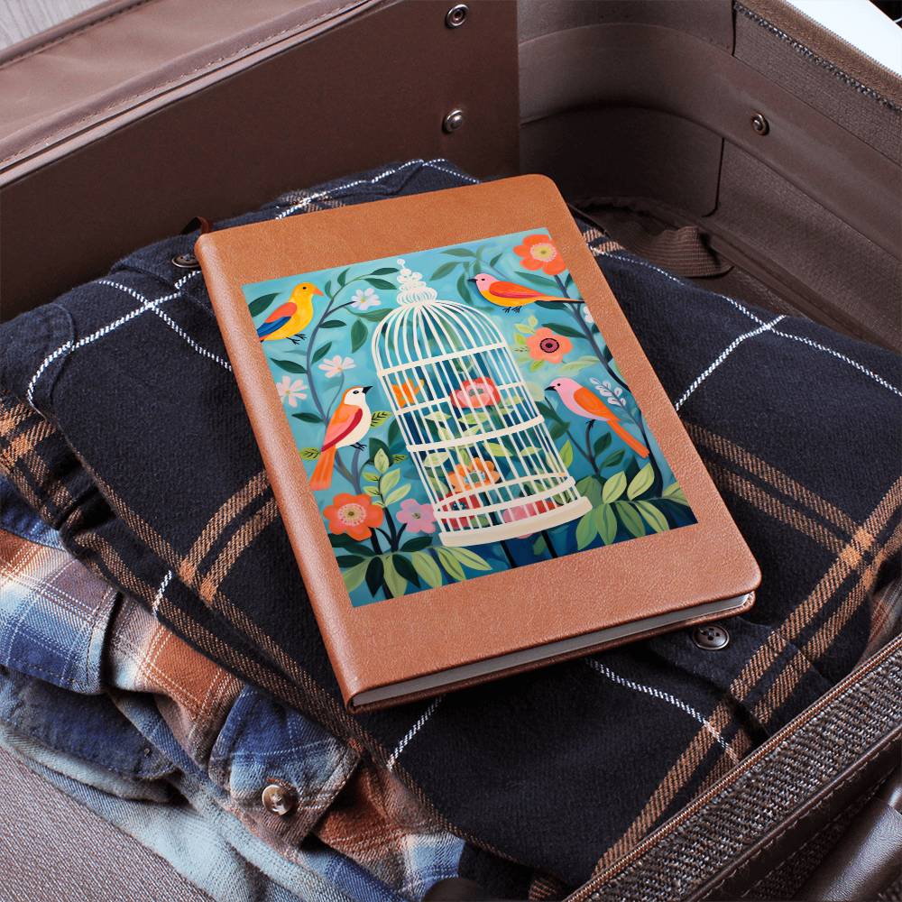 Birds And Floral Design 174 - Vegan Leather Journal