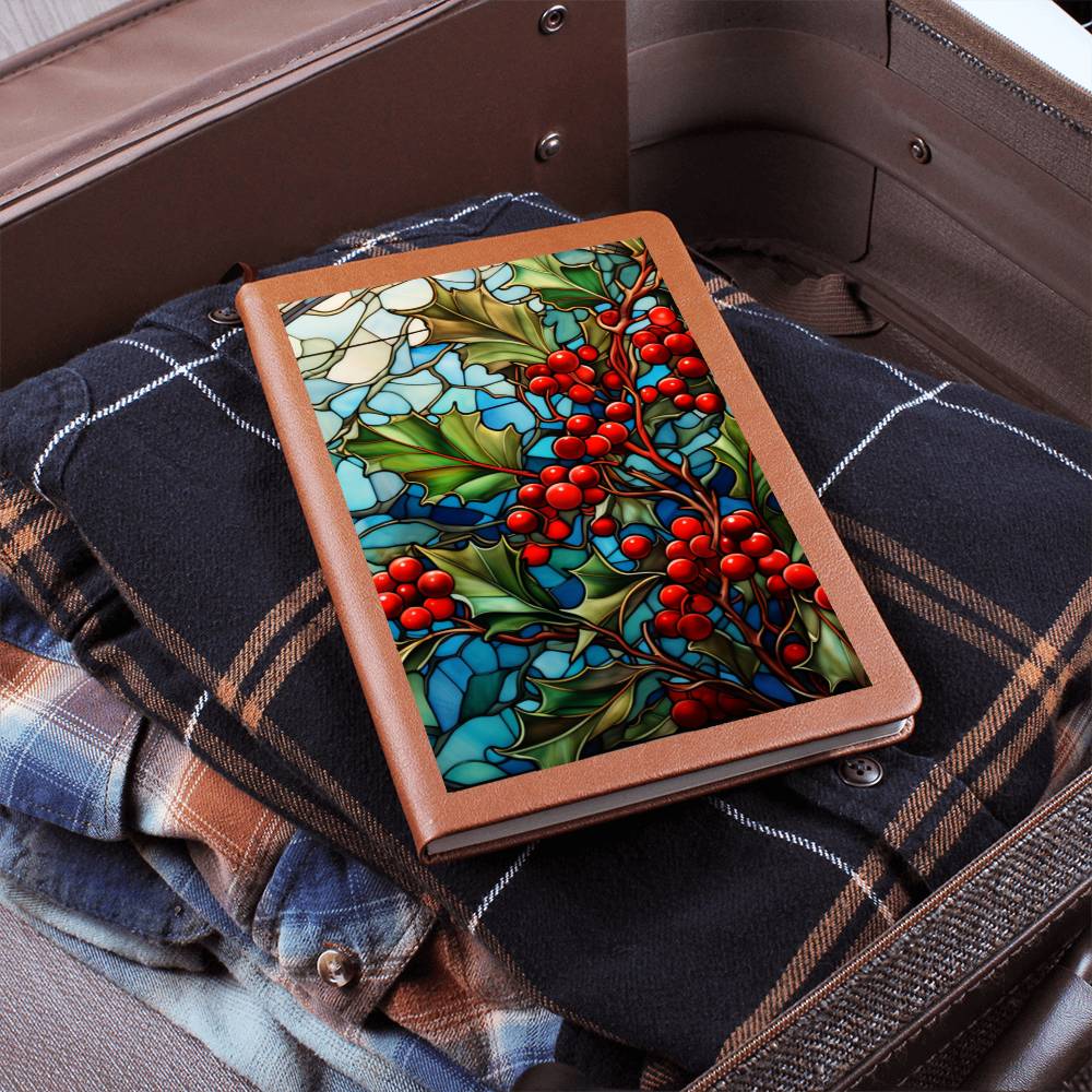 Christmas Stained Glass Design 033 - Vegan Leather Journal