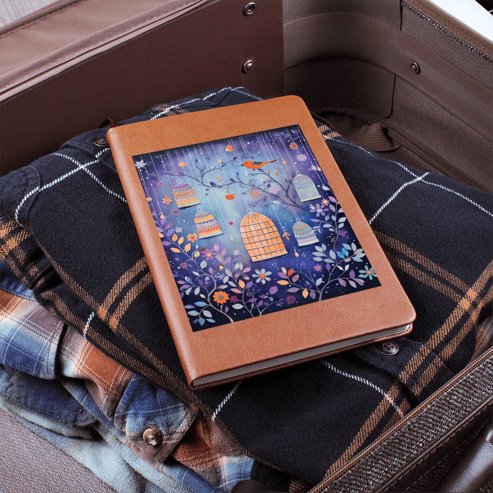 Birds And Floral Design 131 - Vegan Leather Journal