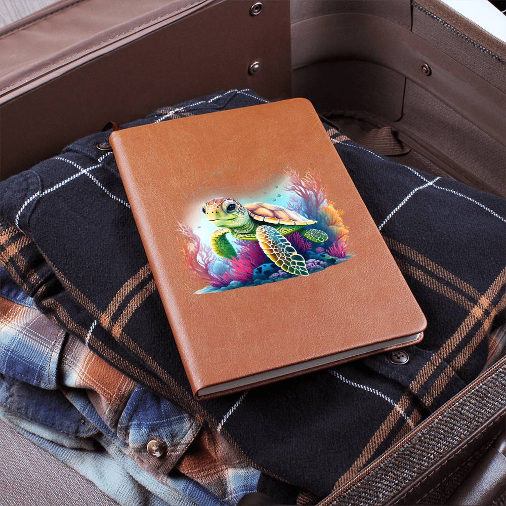 Cute Sea Turtle 006 - Vegan Leather Journal