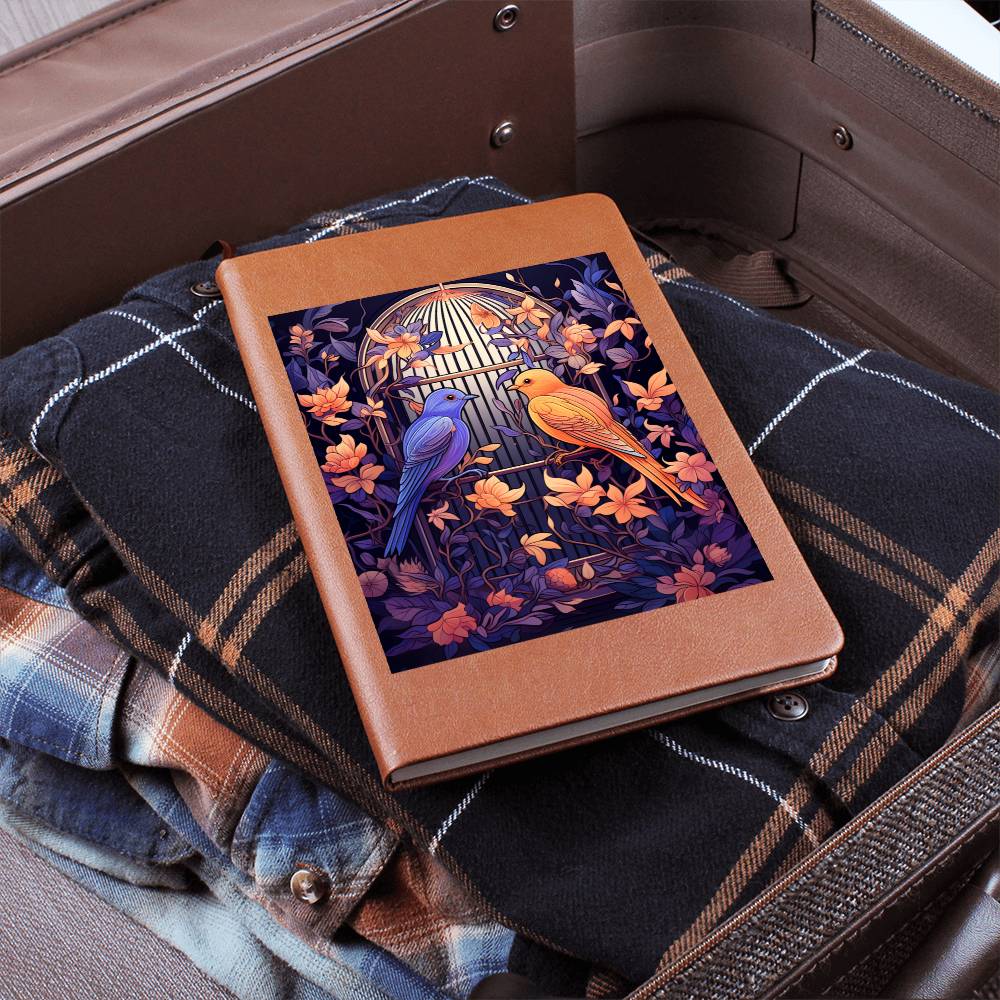 Birds And Floral Design 141 - Vegan Leather Journal