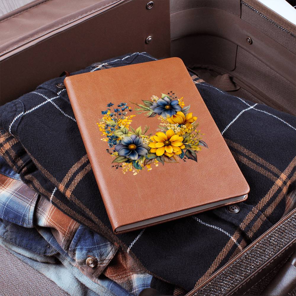 Floral Flower Wreath 008 - Vegan Leather Journal