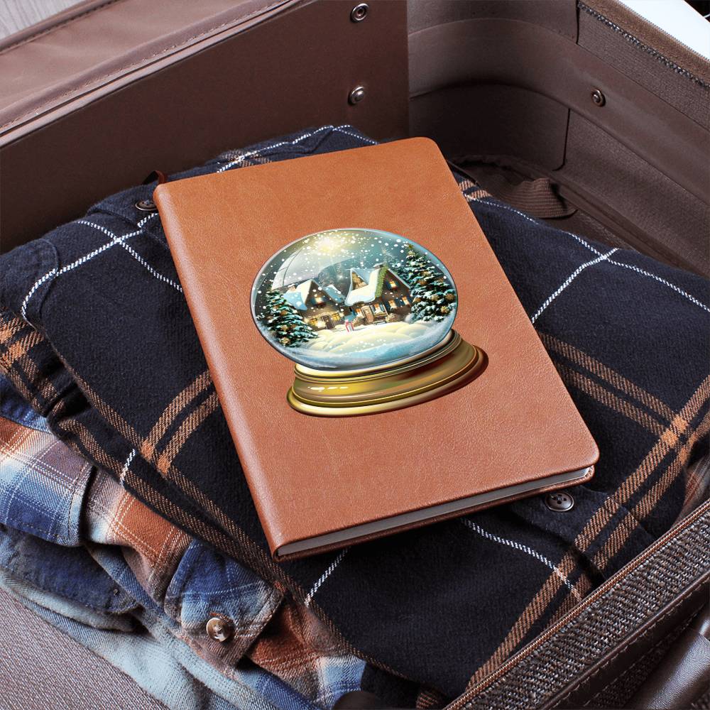 Watercolor Christmas Snow Globe 006 - Vegan Leather Journal