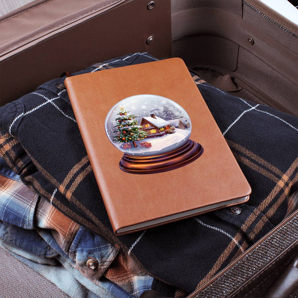 Watercolor Christmas Snow Globe 032 - Vegan Leather Journal