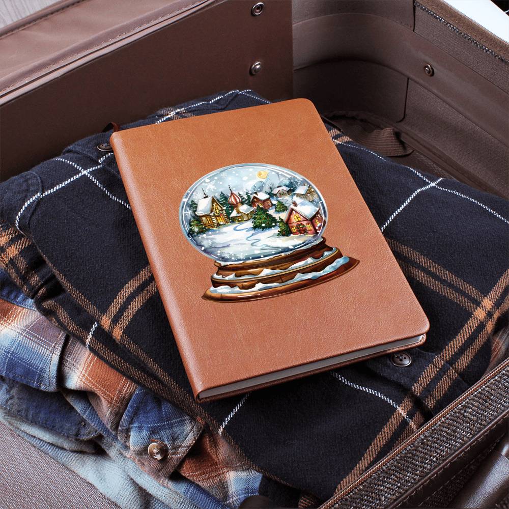 Watercolor Christmas Snow Globe 045 - Vegan Leather Journal