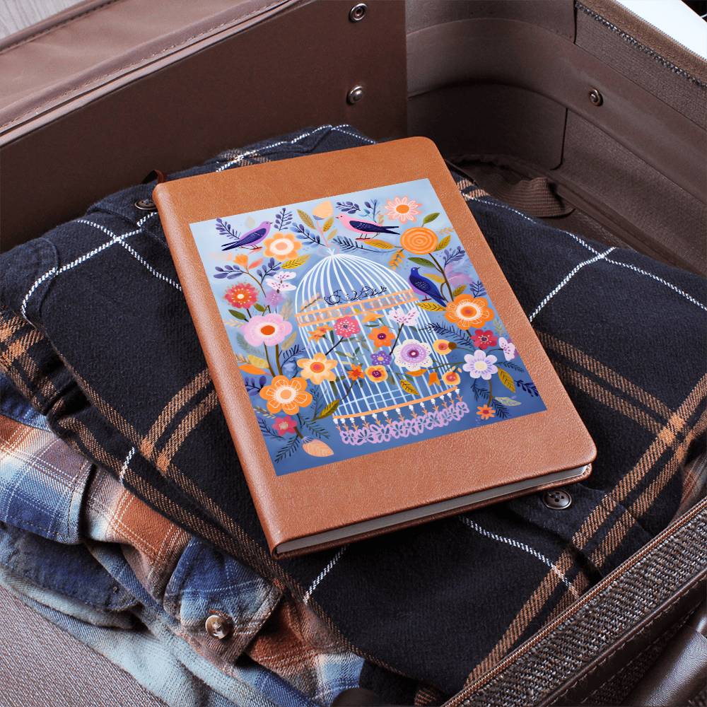 Birds And Floral Design 132 - Vegan Leather Journal