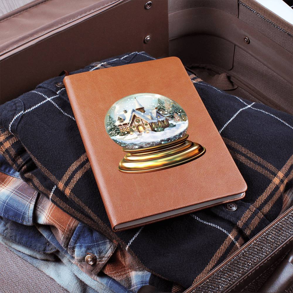 Watercolor Christmas Snow Globe 020 - Vegan Leather Journal