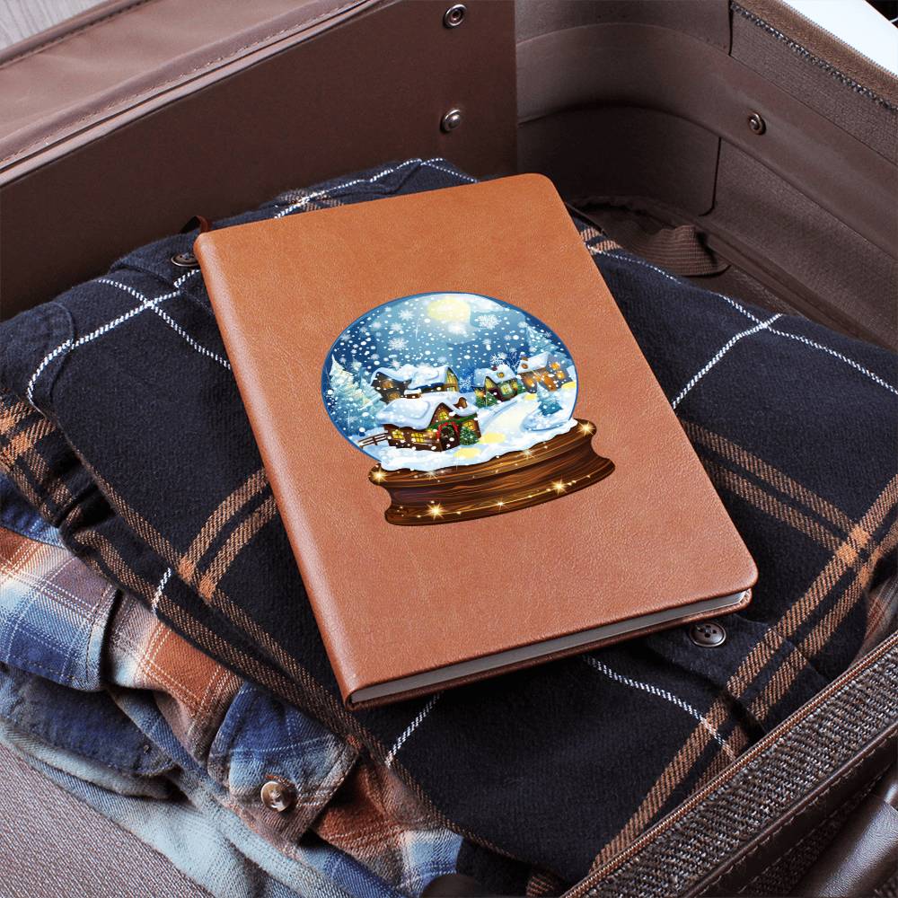 Watercolor Christmas Snow Globe 008 - Vegan Leather Journal