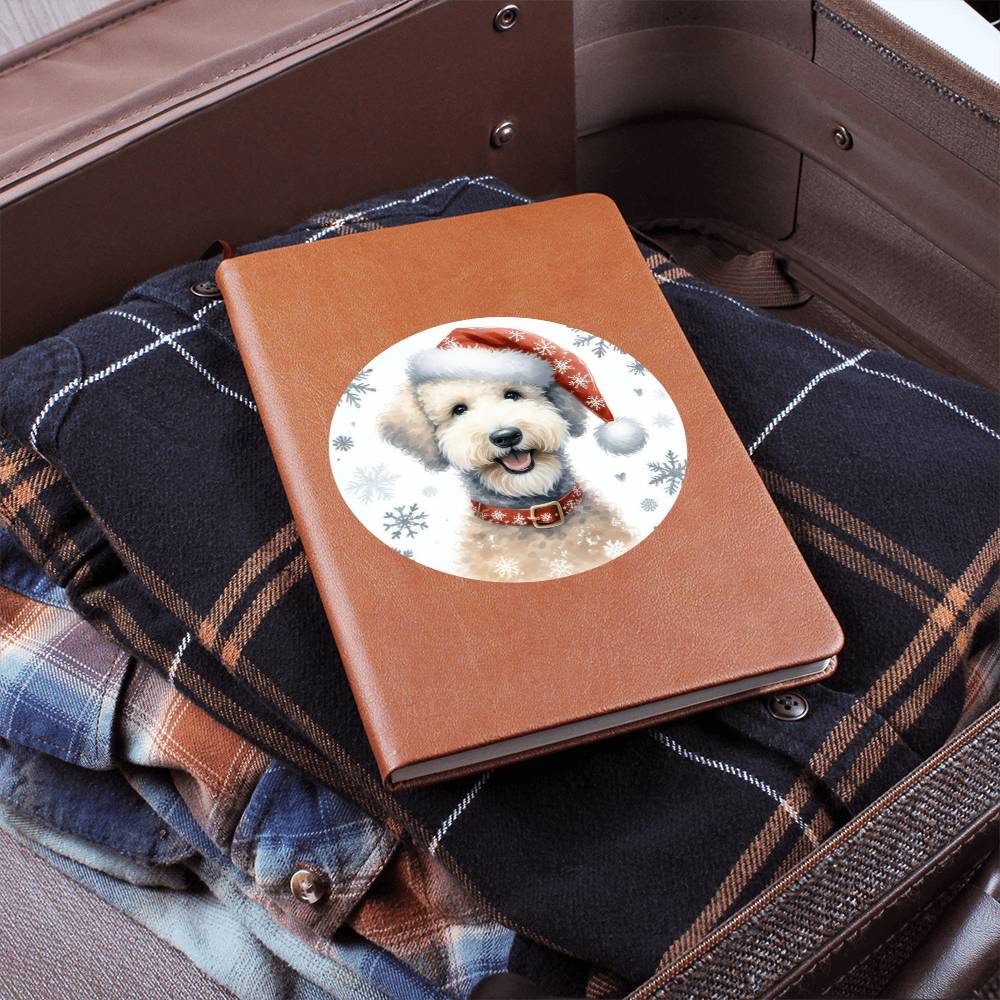 Christmas Dog - Bedlington Terrier - Vegan Leather Journal