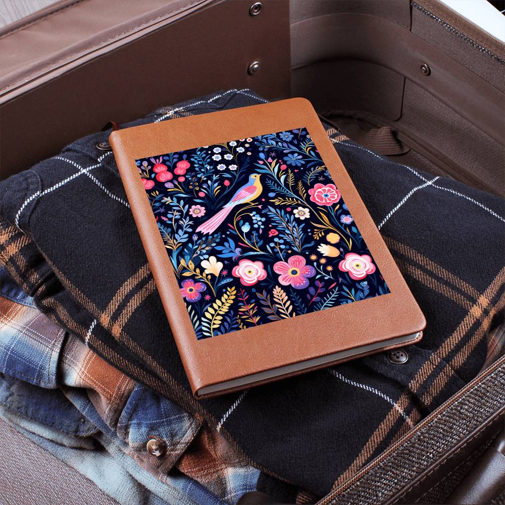 Birds And Floral Design 125 - Vegan Leather Journal