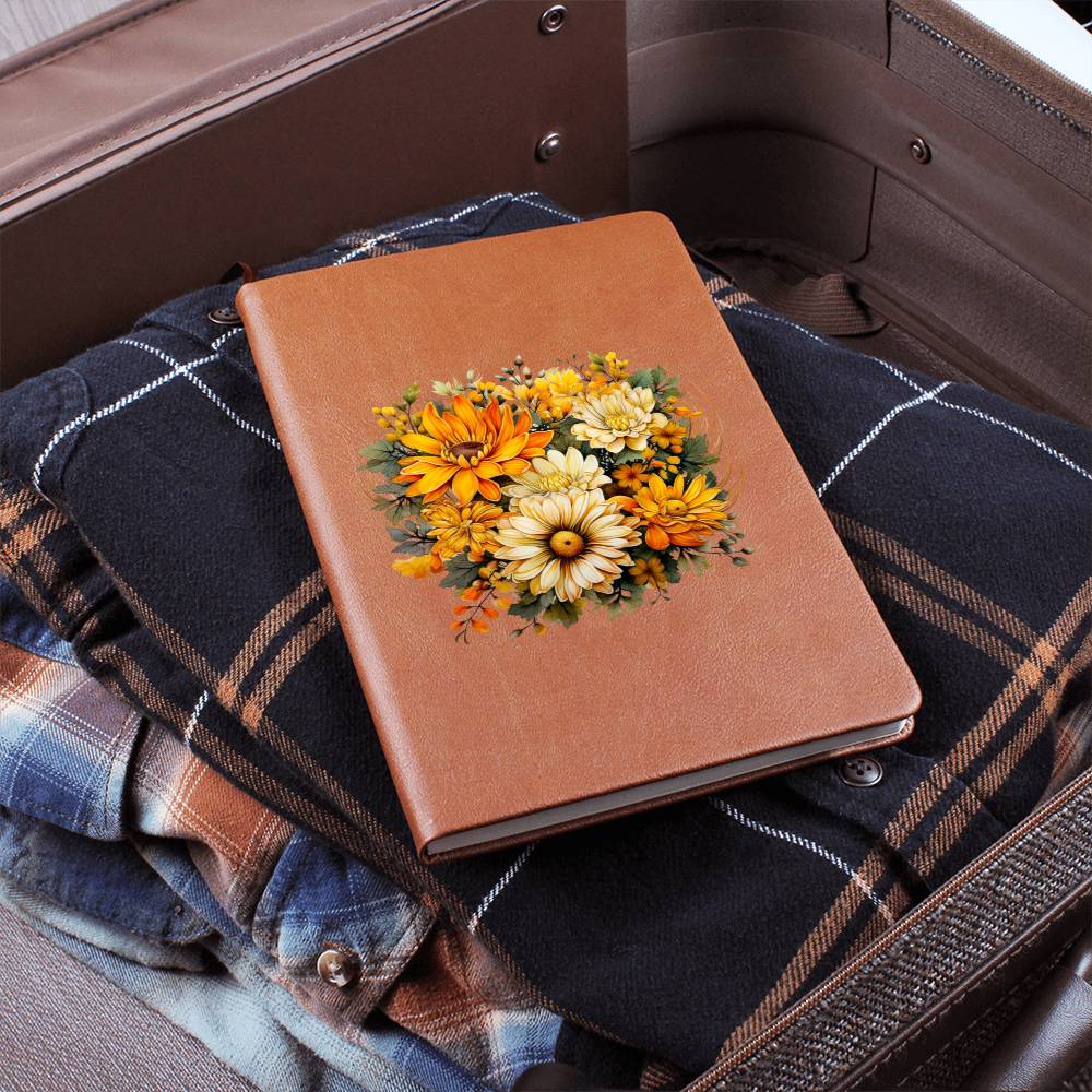 Floral Flower Wreath 145 - Vegan Leather Journal