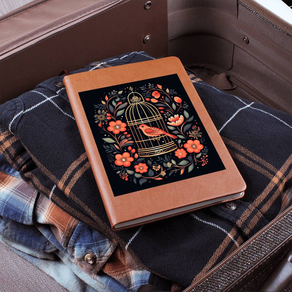 Birds And Floral Design 159 - Vegan Leather Journal