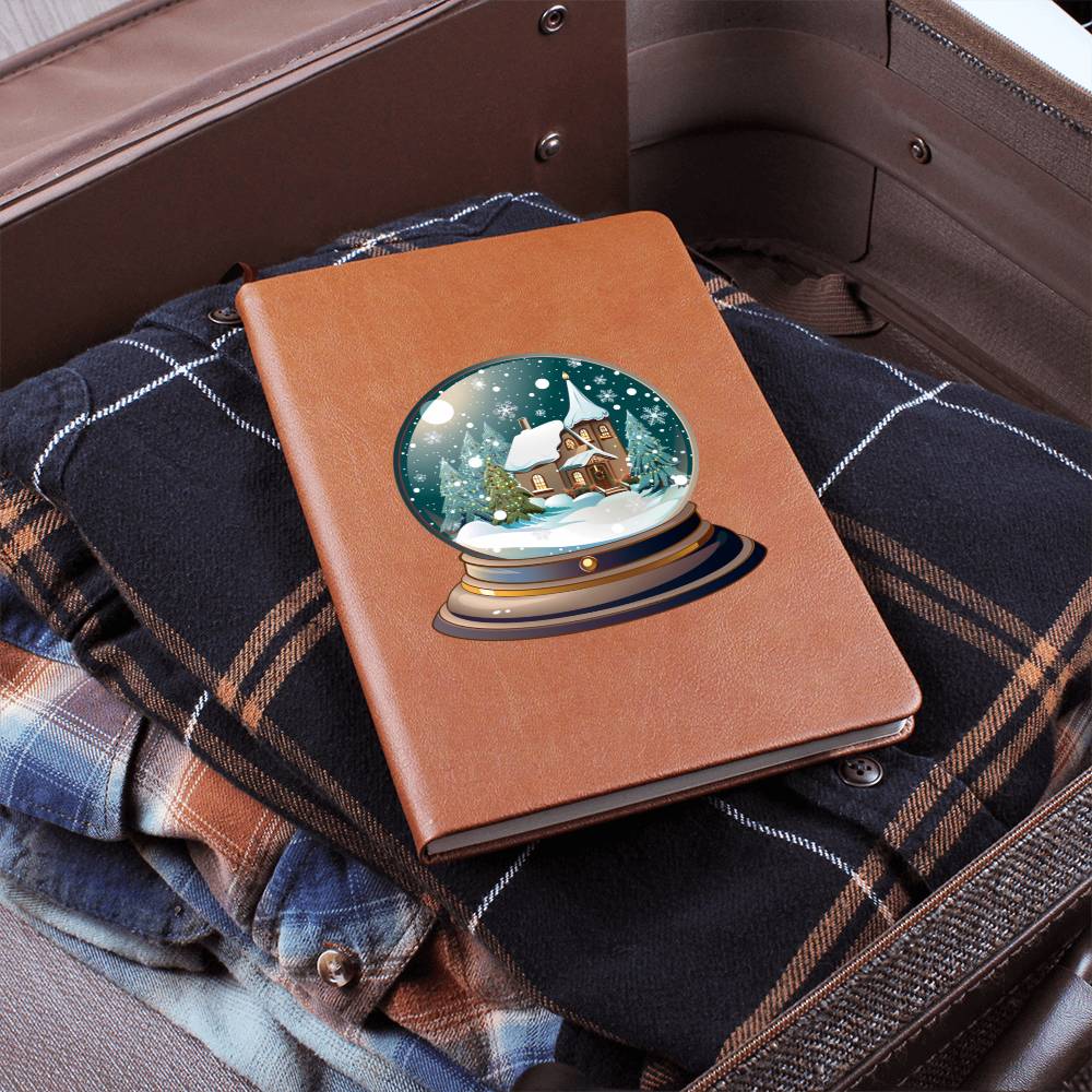 Watercolor Christmas Snow Globe 038 - Vegan Leather Journal