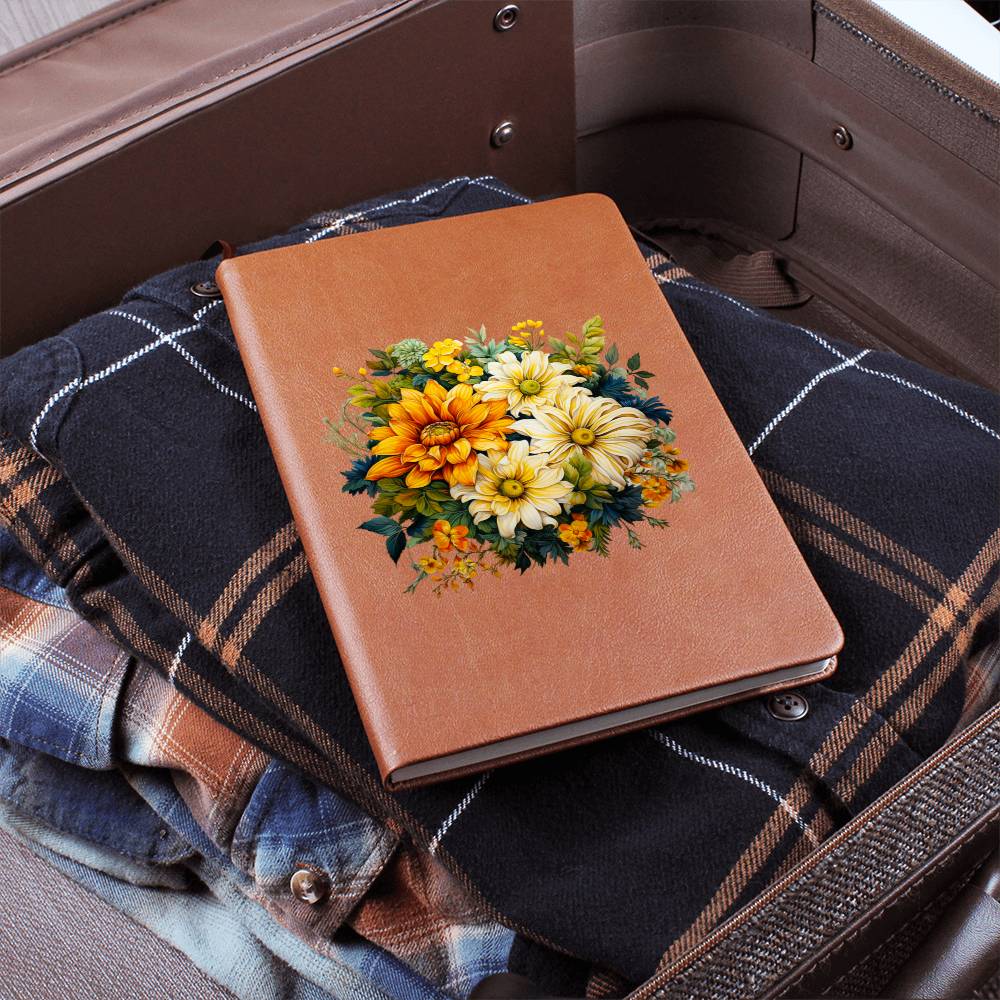 Floral Flower Wreath 093 - Vegan Leather Journal