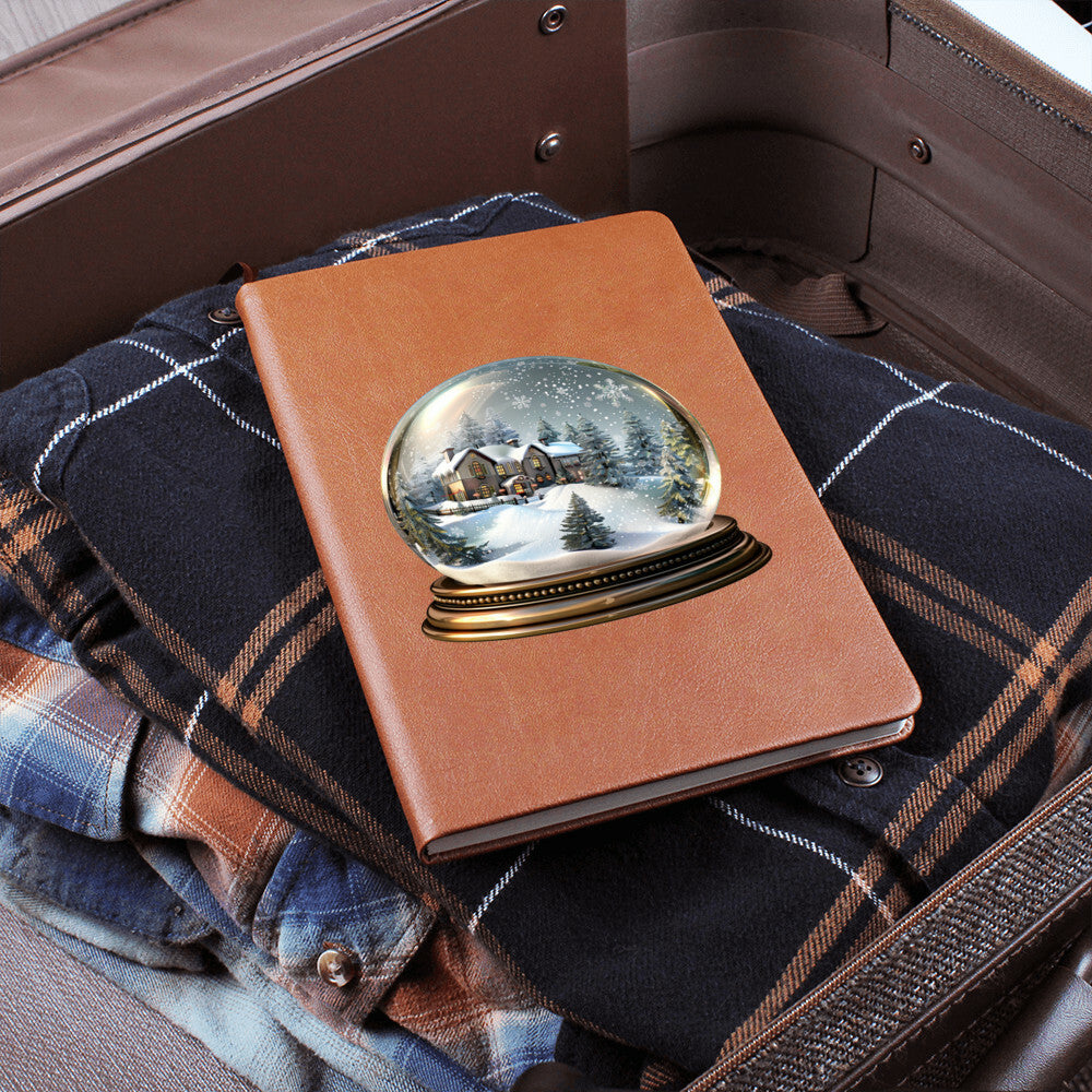 Watercolor Christmas Snow Globe 036 - Vegan Leather Journal