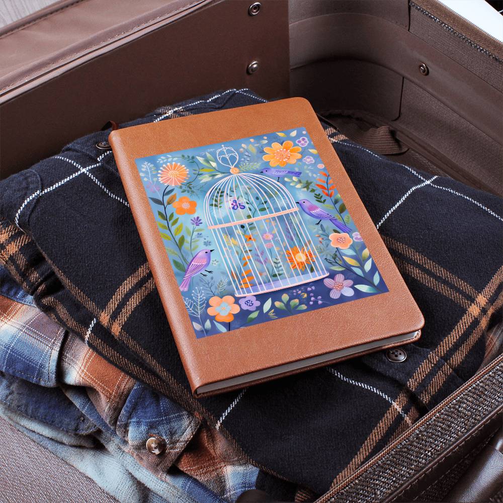 Birds And Floral Design 134 - Vegan Leather Journal