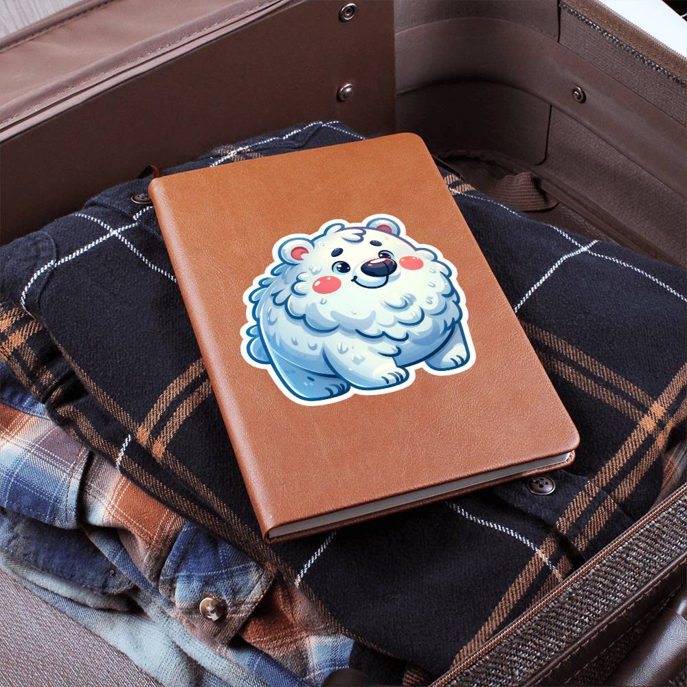 Cute Polar bear sticker 129 - Vegan Leather Journal