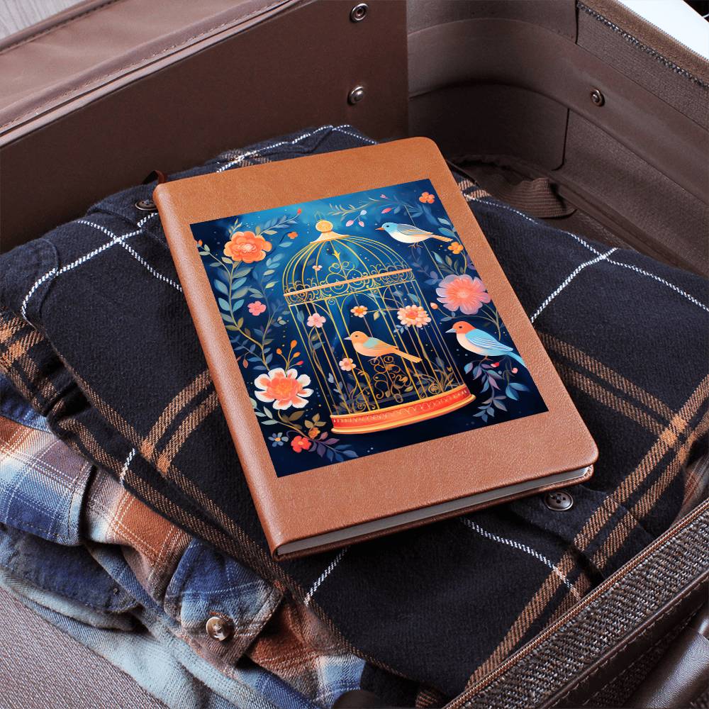 Birds And Floral Design 128 - Vegan Leather Journal