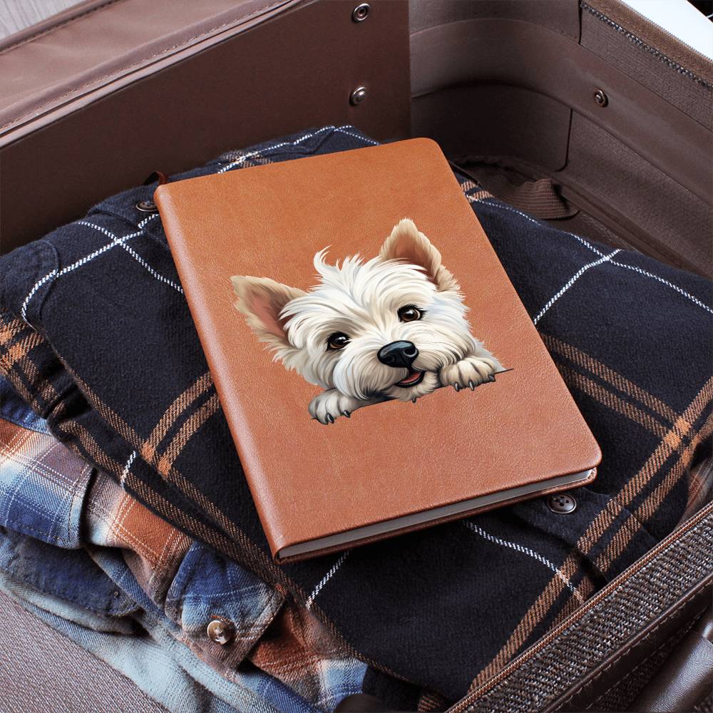 West Highland White Terrier Peeking - Vegan Leather Journal