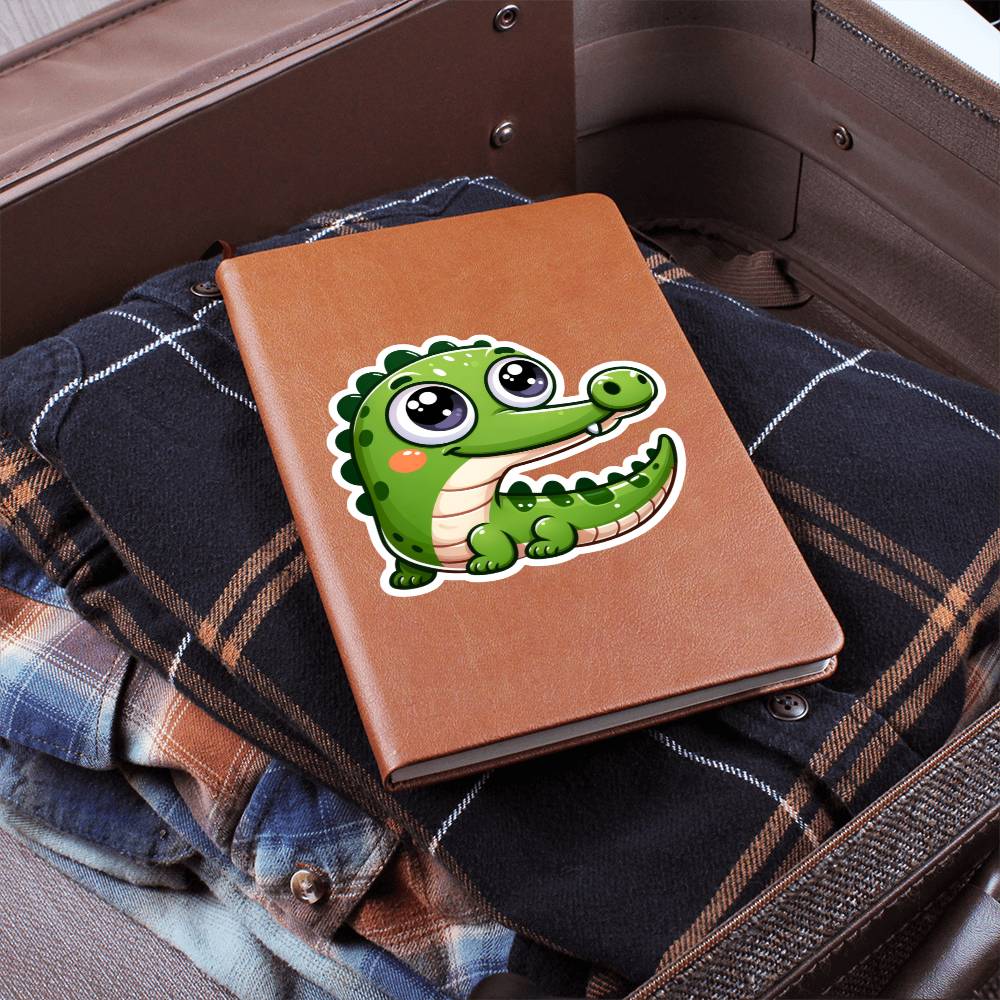 Cute Gharial sticker 57 - Vegan Leather Journal