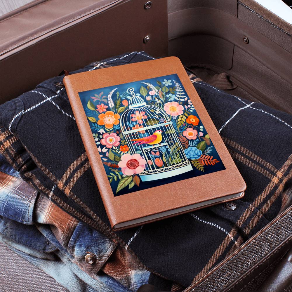 Birds And Floral Design 098 - Vegan Leather Journal