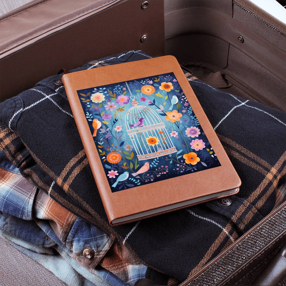 Birds And Floral Design 133 - Vegan Leather Journal