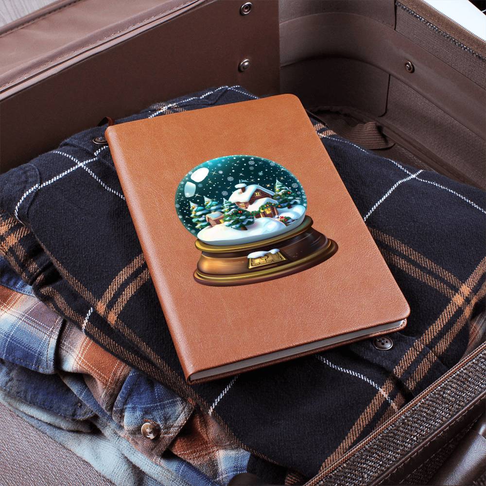 Watercolor Christmas Snow Globe 004 - Vegan Leather Journal