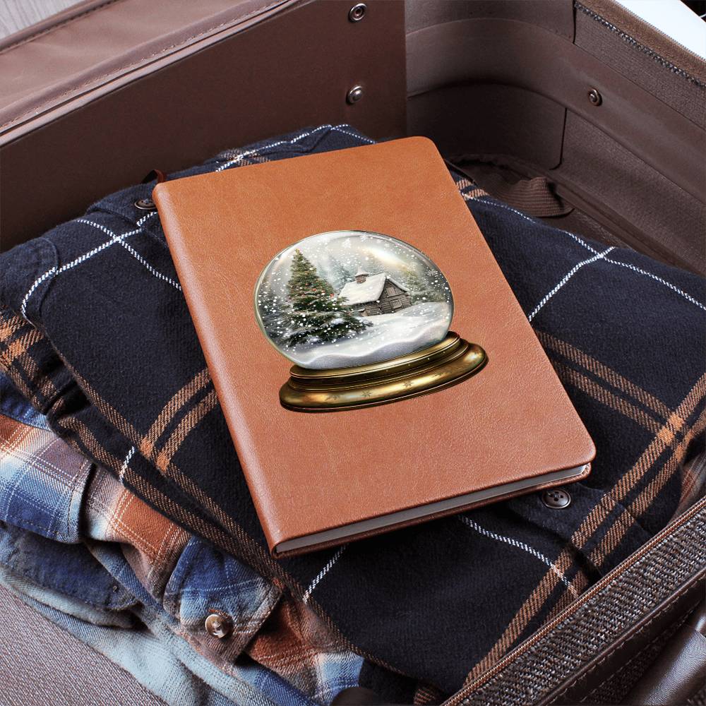Watercolor Christmas Snow Globe 021 - Vegan Leather Journal