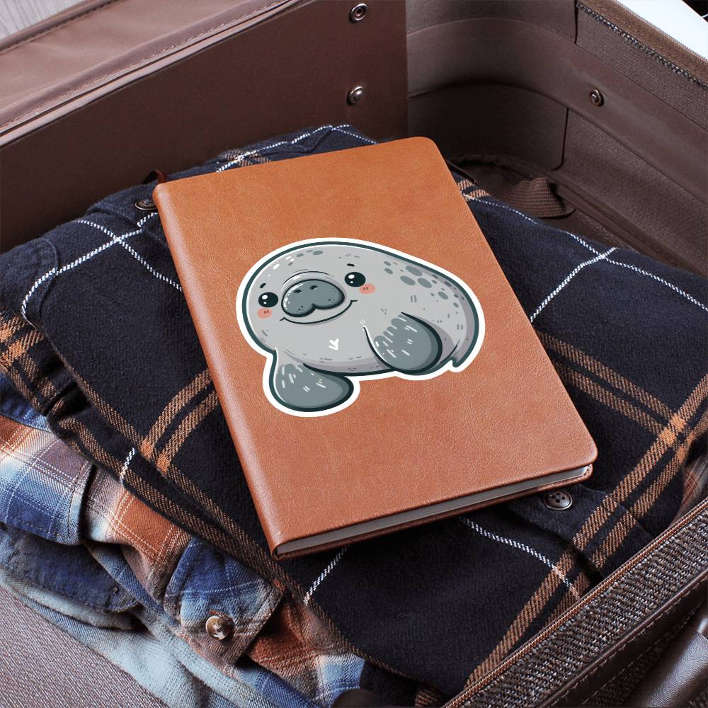 Cute Manatee sticker 91 - Vegan Leather Journal