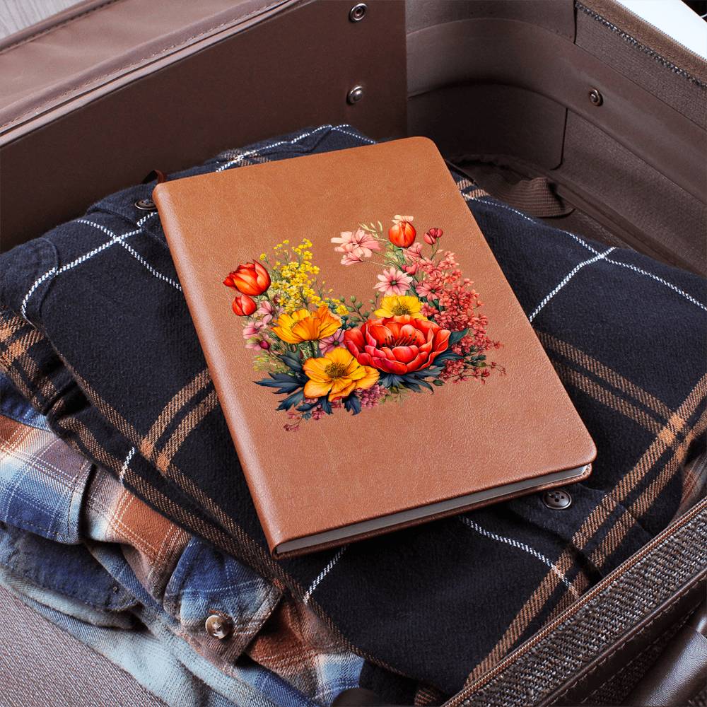 Floral Flower Wreath 058 - Vegan Leather Journal