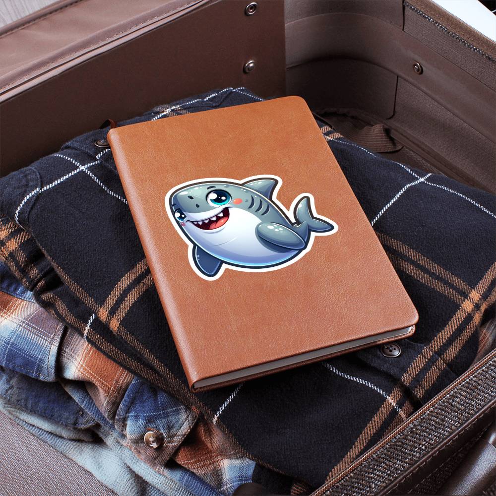 Cute Shark sticker 162 - Vegan Leather Journal