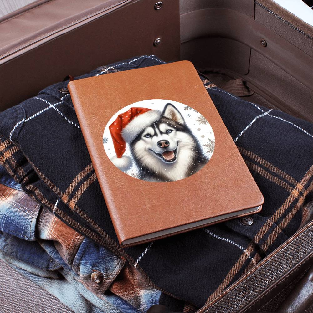 Christmas Dog - Siberian Husky Dog - Vegan Leather Journal