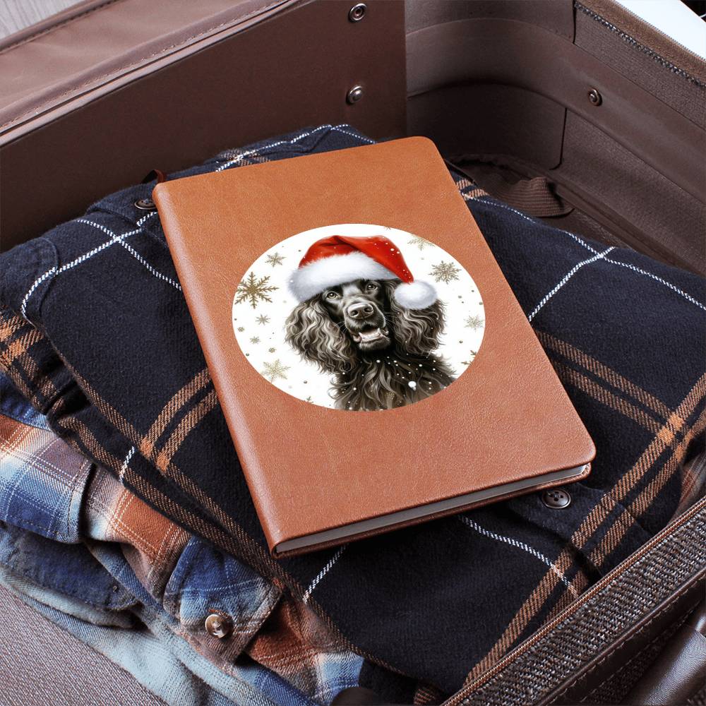 Christmas Dog - Irish Water Spaniel - Vegan Leather Journal