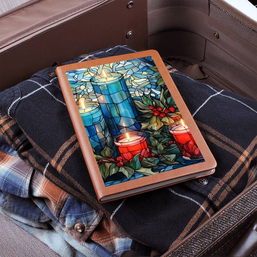 Christmas Stained Glass Design 001 - Vegan Leather Journal