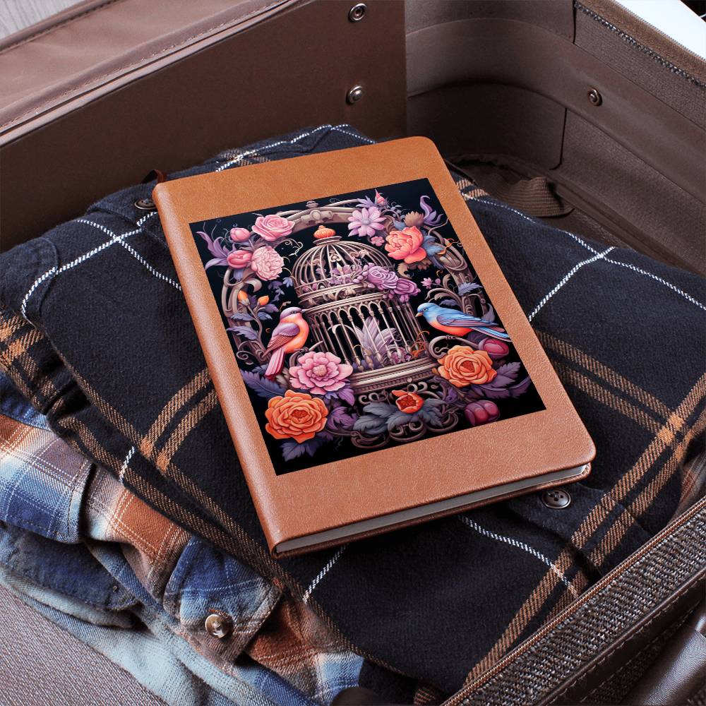 Birds And Floral Design 129 - Vegan Leather Journal