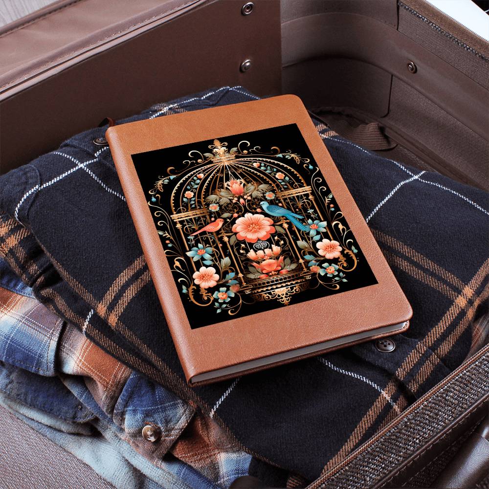 Birds And Floral Design 121 - Vegan Leather Journal