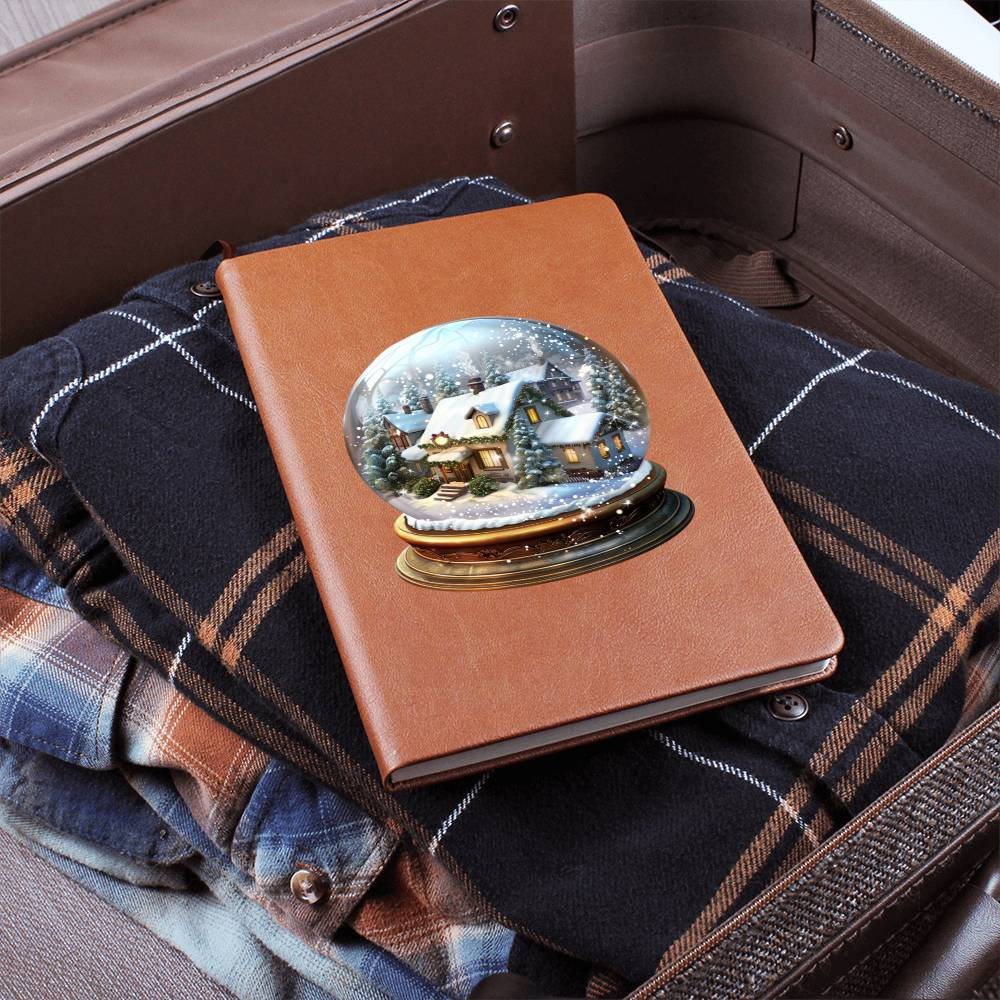 Watercolor Christmas Snow Globe 002 - Vegan Leather Journal