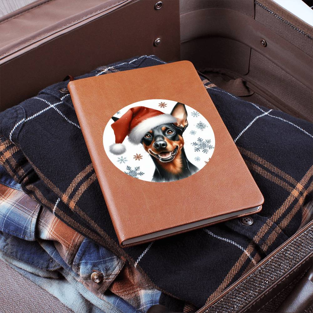 Christmas Dog - German Pinscher - Vegan Leather Journal