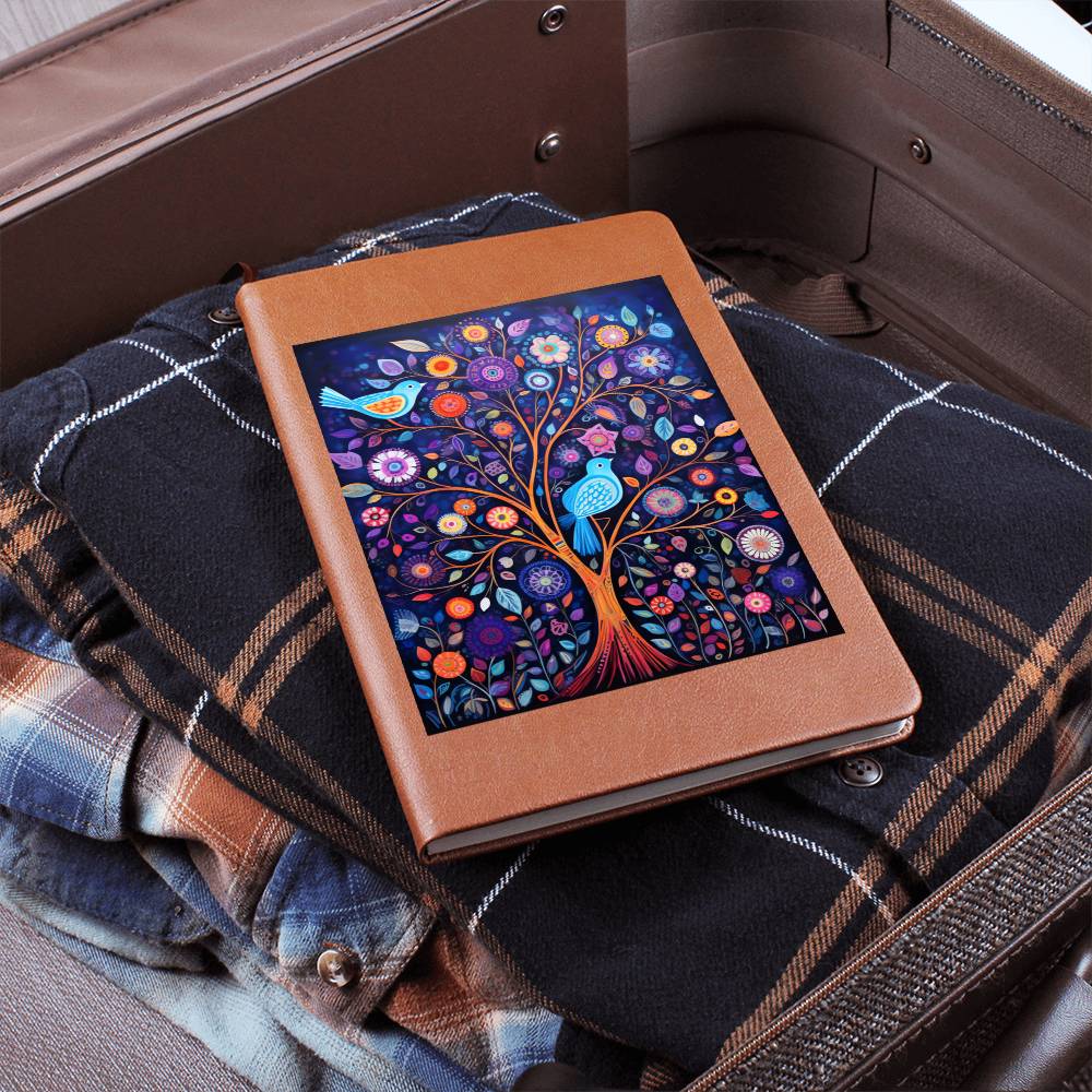 Birds And Floral Design 101 - Vegan Leather Journal