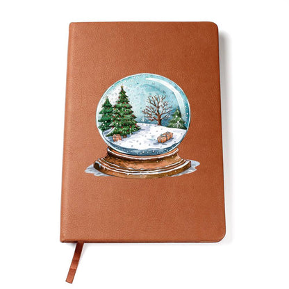 Watercolor Christmas Snow Globe 024 - Vegan Leather Journal