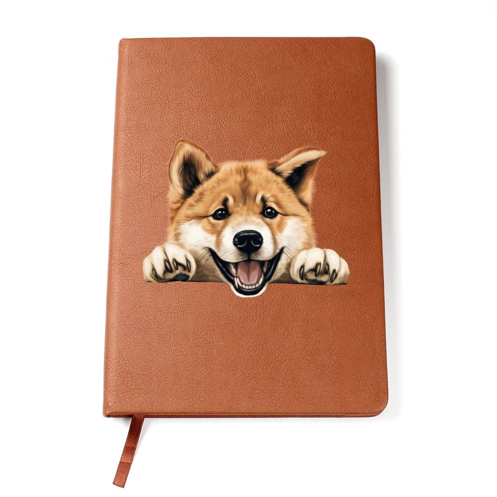 Akita Peeking - Vegan Leather Journal