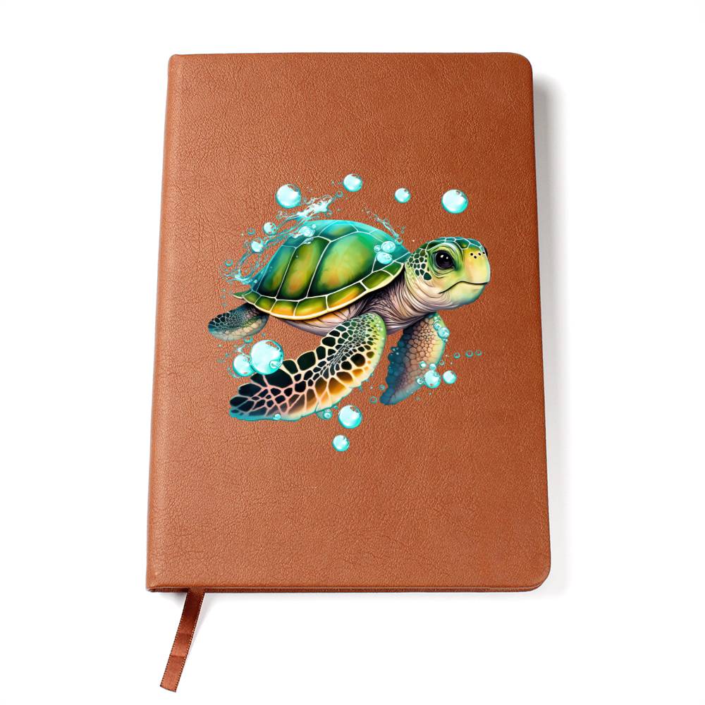 Cute Sea Turtle 005 - Vegan Leather Journal