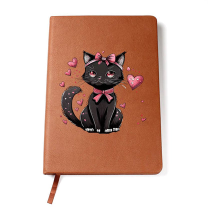 Valentine's Day Black Cat 043 - Vegan Leather Journal