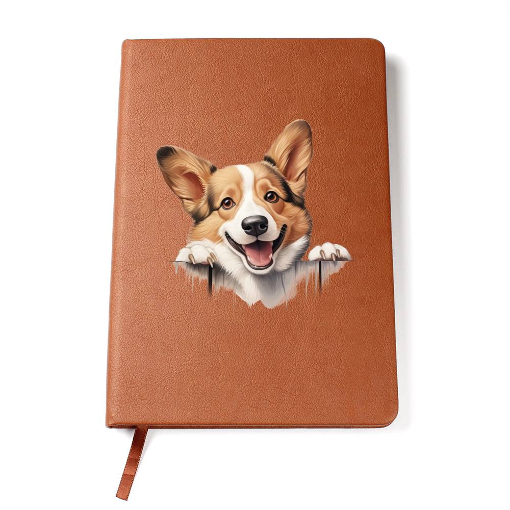 Pembroke Welsh Corgi  Peeking - Vegan Leather Journal