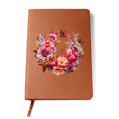 Floral Flower Wreath 036 - Vegan Leather Journal