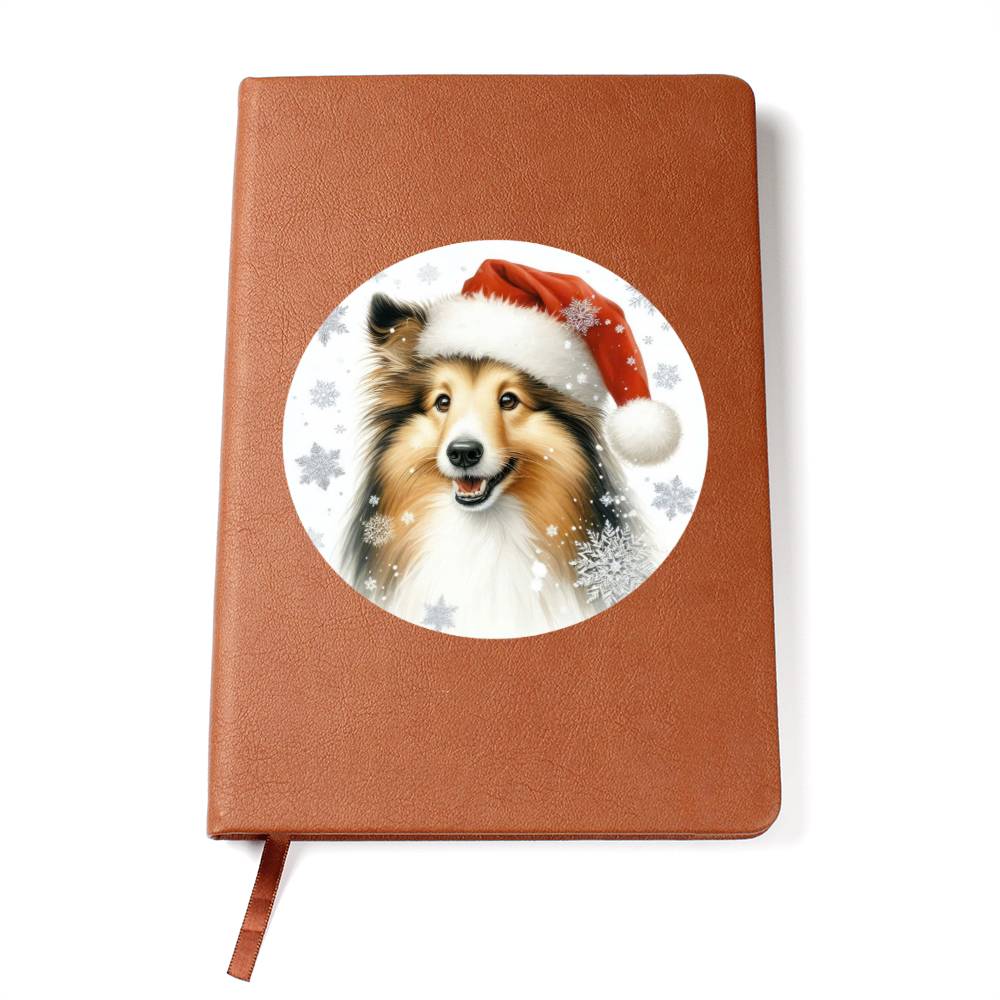 Christmas Dog - Shetland Sheepdog - Vegan Leather Journal