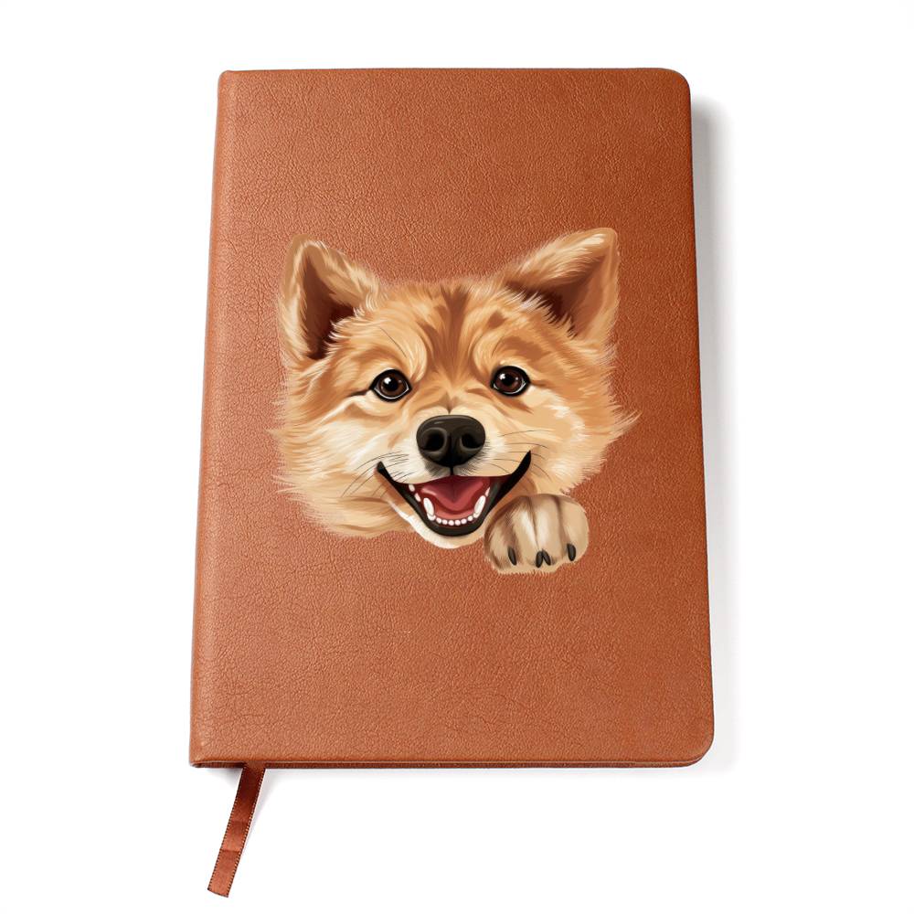 Finnish Spitz Peeking - Vegan Leather Journal
