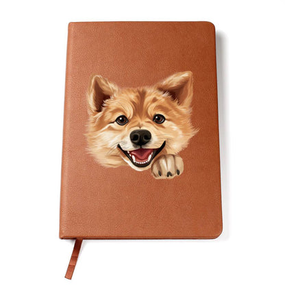 Finnish Spitz Peeking - Vegan Leather Journal